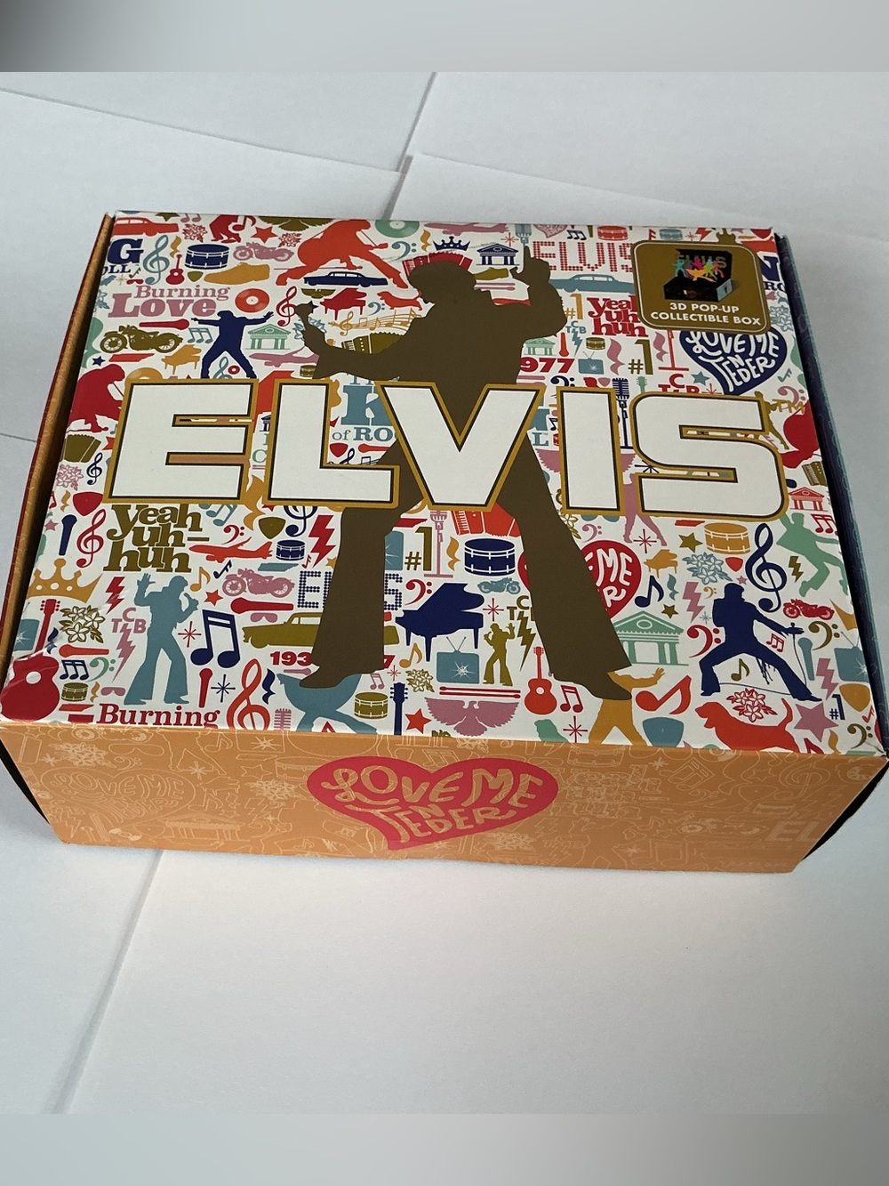 Box of two pairs of Elvis Socks in a collectible 3D pop-up box